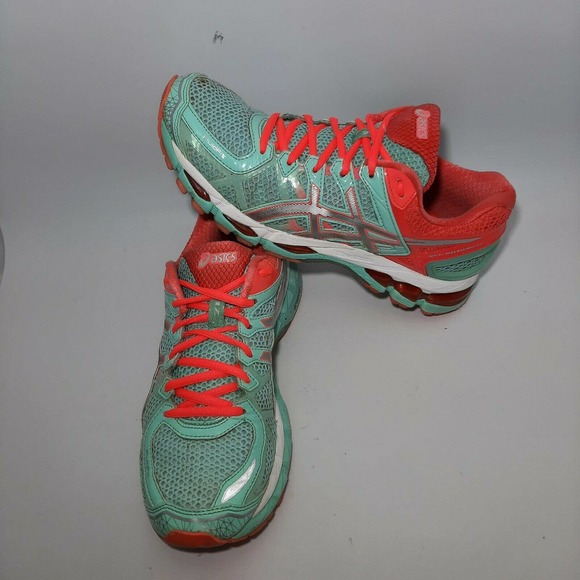 Asics Shoes - Asics Gel-Kayano 21 Running Athletic Shoes Sneakers T4H7N Green Pink Women's 9